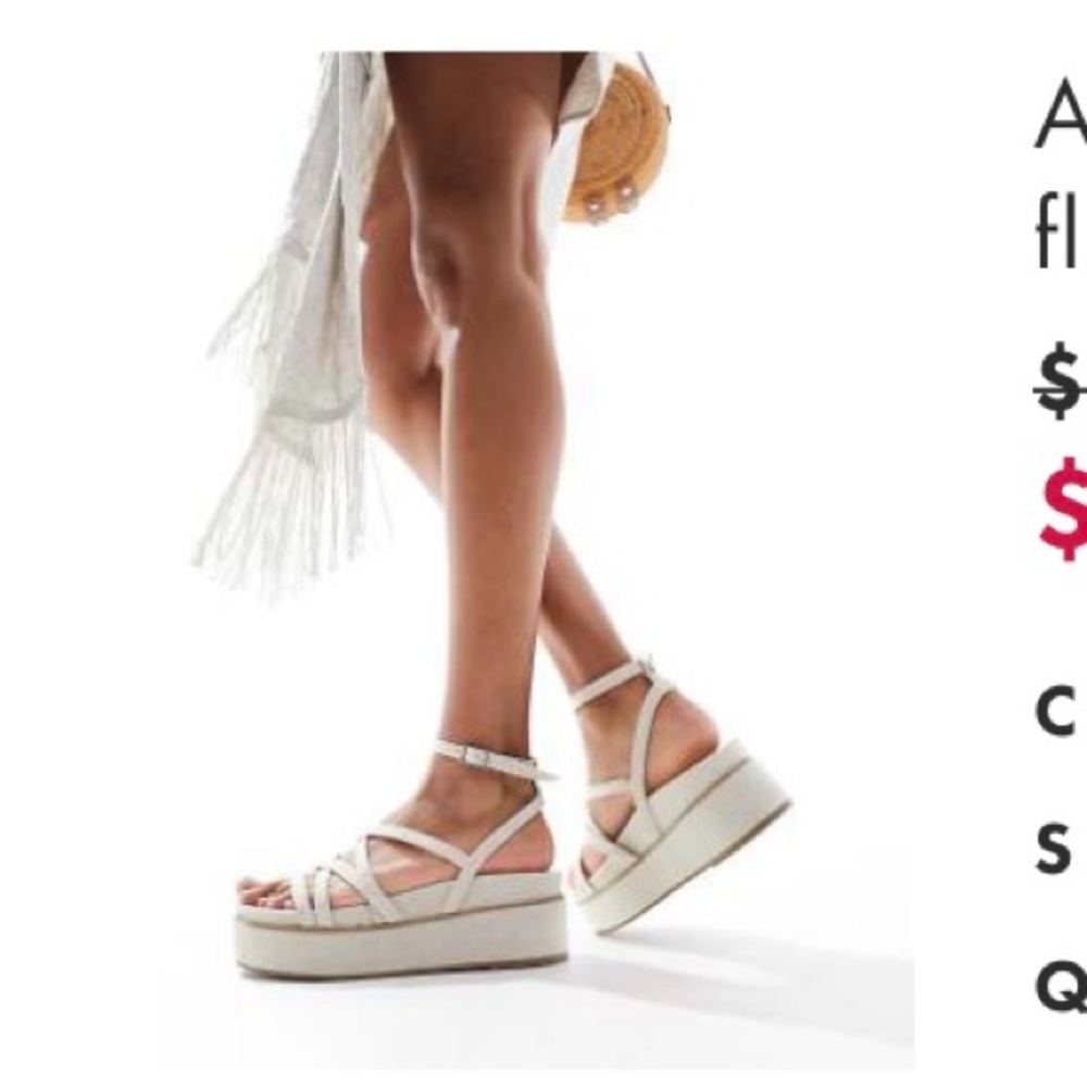 ASOS Cream Strappy Platform Sandals